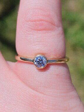 14K Yellow Gold Pandora Lab Grown Diamond Engagement Solitaire Ring Size 6.75